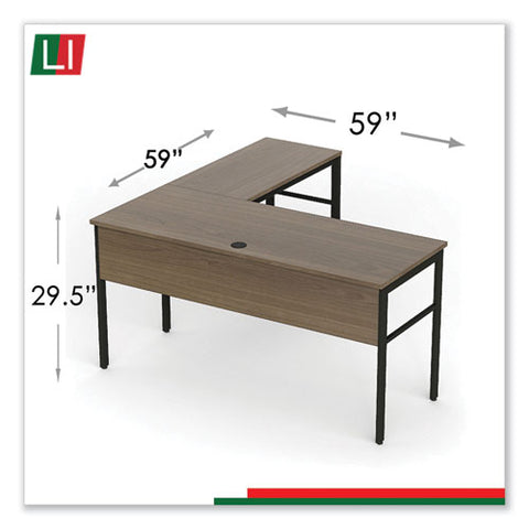 Urban Series L- Shaped Desk, 59" X 59" X 29.5", Natural Walnut