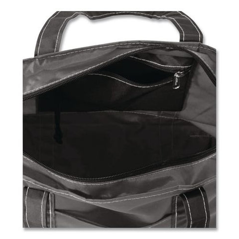 Large Nylon Everyday Lightweight Tote, 17" X 7.5" X 15", Granite/black