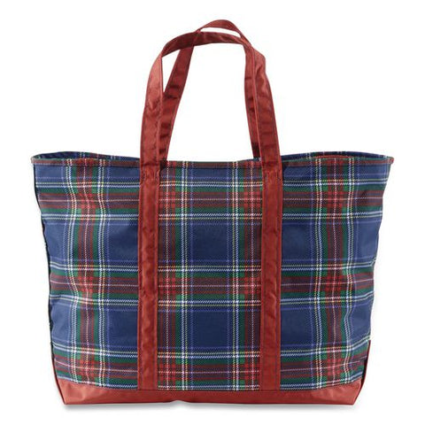 Large Polyester Everyday Lightweight Tote, 17" X 7.5" X 15", Navy Stewart/red