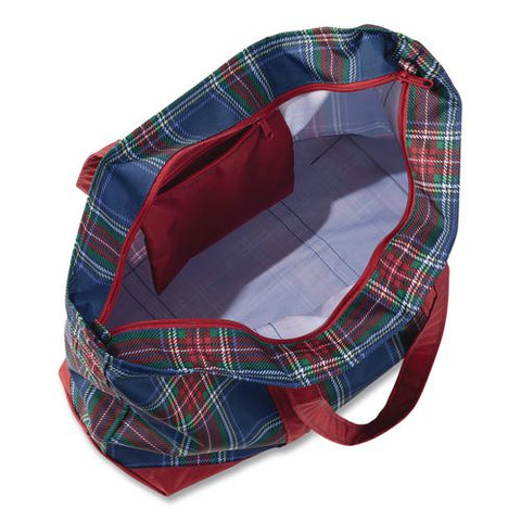 Large Polyester Everyday Lightweight Tote, 17" X 7.5" X 15", Navy Stewart/red