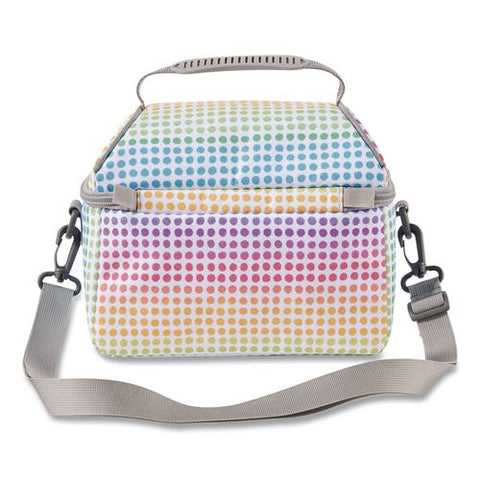 Flip-top Insulated Lunch Box, 9 X 5 X 7, Rainbow Dots