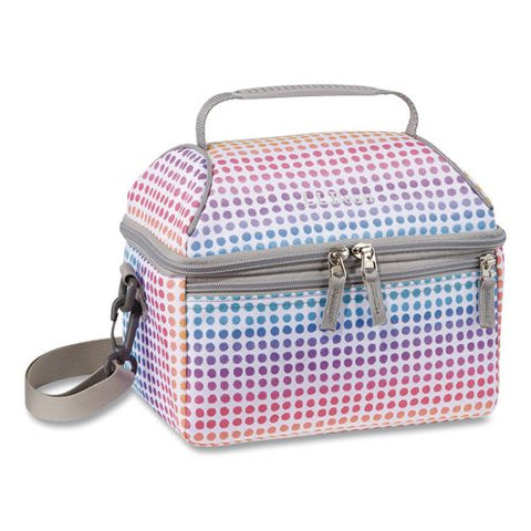 Flip-top Insulated Lunch Box, 9 X 5 X 7, Rainbow Dots