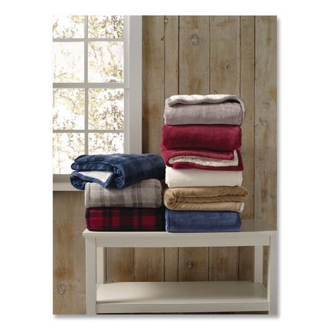 Wicked Plush Sherpa Throw, 50 X 60, Harbor Gray Plaid