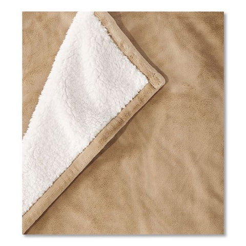 Wicked Plush Sherpa Throw, 50 X 60, Camel Brown