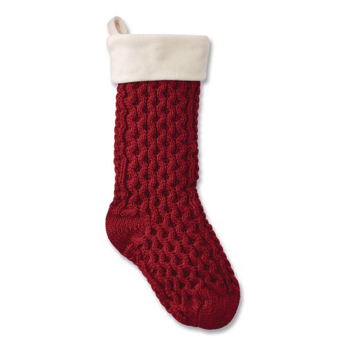 Fisherman's Knit Christmas Stocking, 7.5 X 24, Red