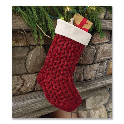 Fisherman's Knit Christmas Stocking, 7.5 X 24, Red