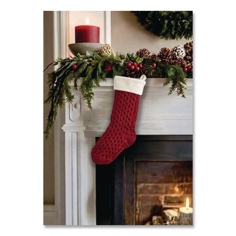 Fisherman's Knit Christmas Stocking, 7.5 X 24, Red