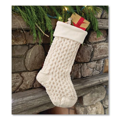 Fisherman's Knit Christmas Stocking, 7.5 X 24, Cream