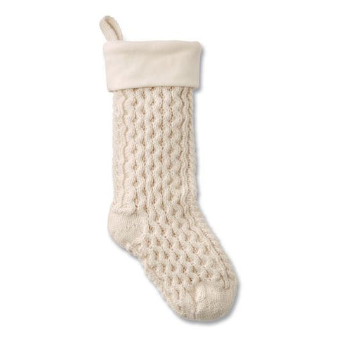 Fisherman's Knit Christmas Stocking, 7.5 X 24, Cream