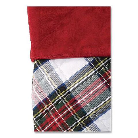 Tartan Velvet Stocking, 8.5 X 22, Cream Plaid