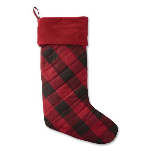Tartan Velvet Stocking, 8.5 X 22, Red/black Buffalo Check