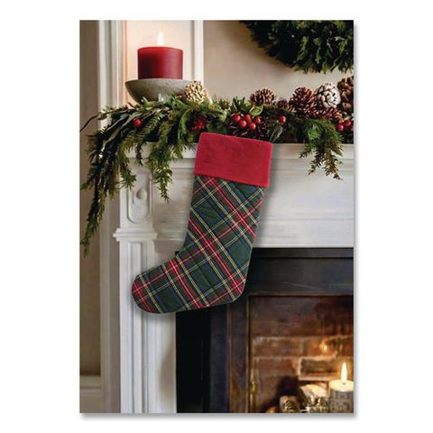 Tartan Velvet Stocking, 8.5 X 22, Green Plaid