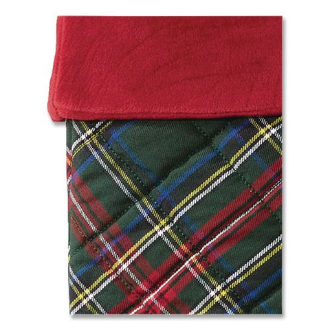 Tartan Velvet Stocking, 8.5 X 22, Green Plaid