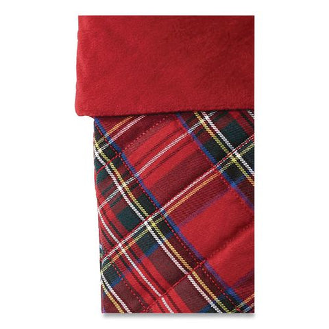 Tartan Velvet Stocking, 8.5 X 22, Red Plaid