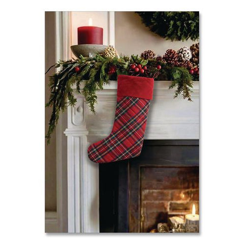 Tartan Velvet Stocking, 8.5 X 22, Red Plaid