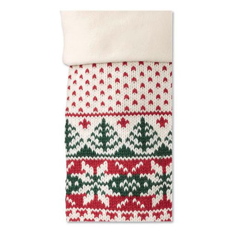 Fair Isle Christmas Stocking, 7.5 X 24, Cream Fair Isle Print