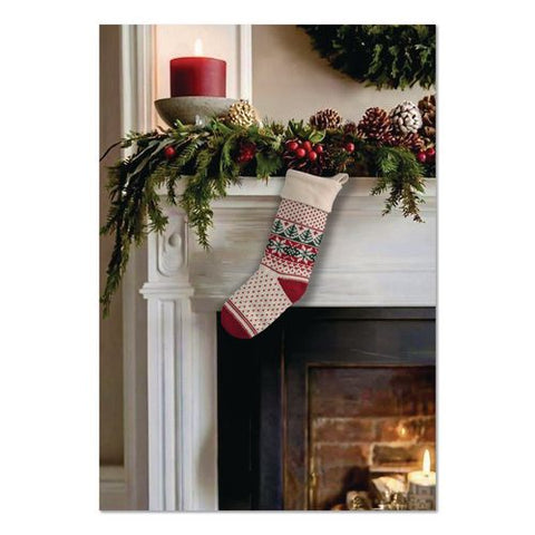 Fair Isle Christmas Stocking, 7.5 X 24, Cream Fair Isle Print