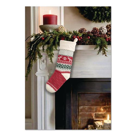 Fair Isle Christmas Stocking, 7.5 X 24, Red Fair Isle Print