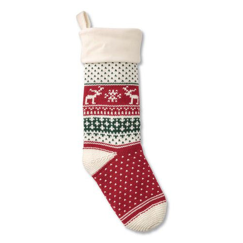 Fair Isle Christmas Stocking, 7.5 X 24, Red Fair Isle Print