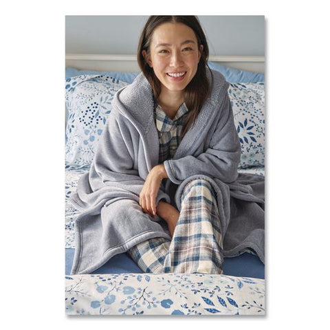 Cozy Chenille Wearable Throw, 60 X 58, Shadow Blue