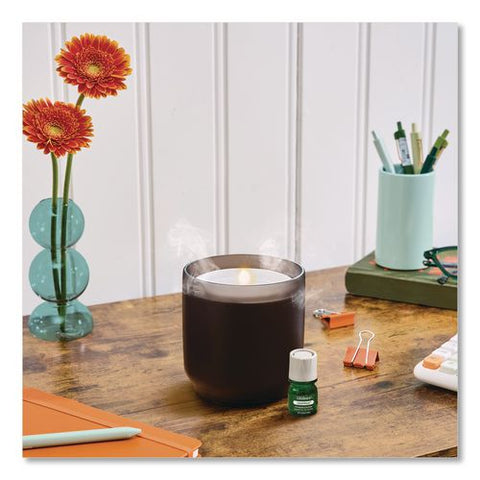 Aromatherapy Essential Oil Flameless Candle Diffuser, Fir Needle And Pine Scent Essential Oil, 5 X 5 X 5, Frosted Glass