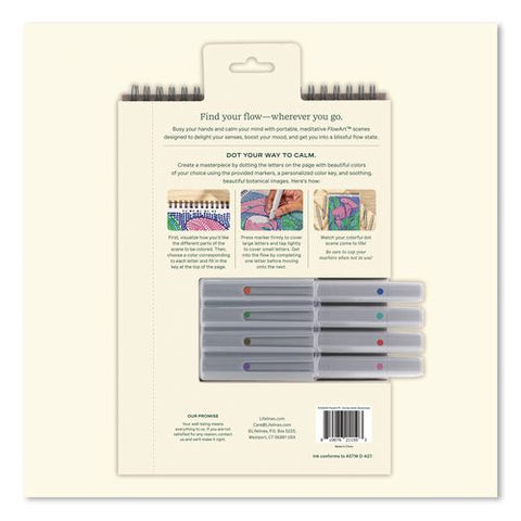 Flowart Dot-by-letter Coloring Book, Botanic, With 4 Double-sided Markers, All Ages, 20 Sheets