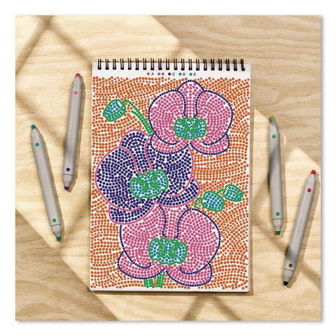 Flowart Dot-by-letter Coloring Book, Botanic, With 4 Double-sided Markers, All Ages, 20 Sheets