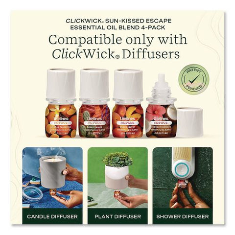 Clickwick Sunkissed Escape Essential Oil Set, Coconut Hibiscus/desert Winds/peach Velvet/vanilla Tangerine, 0.25 Oz Bottle