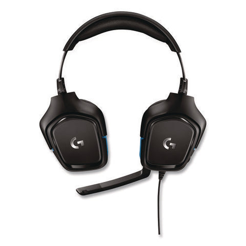 G432 7.1 Surround Sound Wired Gaming Binaural Over The Head Headset, Black/blue