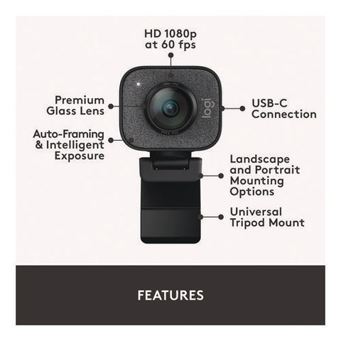 Streamcam Plus Webcam, 1920 X 1080 Pixels, 2.1 Mpixels, Black