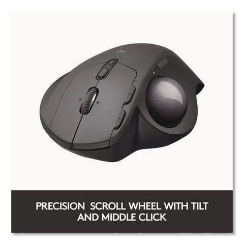 Mx Ergo Plus Advanced Wireless Trackball Mouse, 2.4 Ghz Frequency/33 Ft Wireless Range, Right Hand Use, Black