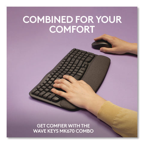 Wave Mk670 Wireless Ergonomic Keyboard And Signature M550l Mouse Combo, 2.4 Ghz, Frequency/33 Ft Wireless Range, Graphite