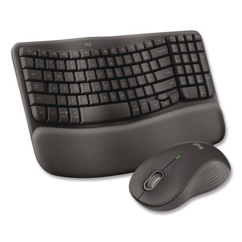 Wave Mk670 Wireless Ergonomic Keyboard And Signature M550l Mouse Combo, 2.4 Ghz, Frequency/33 Ft Wireless Range, Graphite