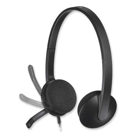 H340 Binaural Over The Head Corded Headset, Black