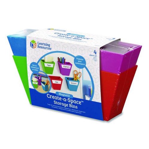 Magnetic Create-a-space Storage Bins, 2" X 3.75" Assorted Colors, 4 Bins