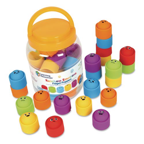 Rainbow Emotion Fidget Popper Classroom Set, Ages 3 And Up, Assorted Colors, 24 Pieces