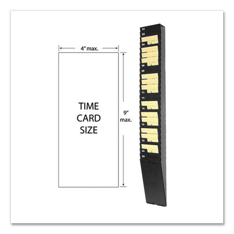 Time Card Rack For 9" Cards, 25 Pockets, Abs Plastic, Black