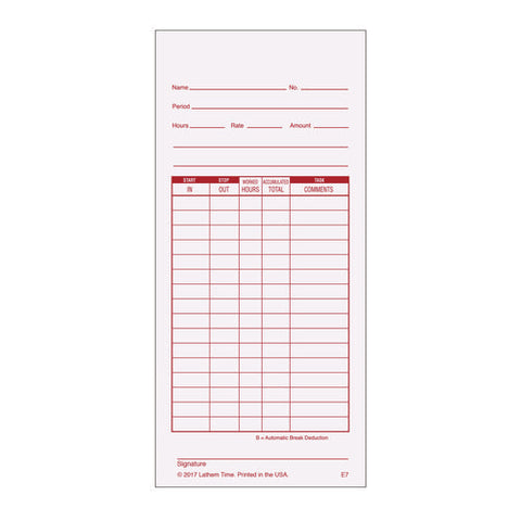 Time Clock Cards For Lathem Time 7000e, Two Sides, 3.5 X 7.25, 100/pack