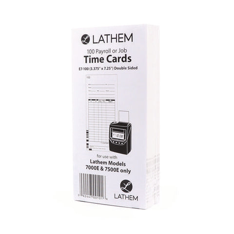 Time Clock Cards For Lathem Time 7000e, Two Sides, 3.5 X 7.25, 100/pack