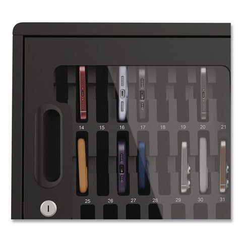 Cell Guard 30-bay Cabinet For 32 Devices, 14.96 X 16.14 X 8.98, Black