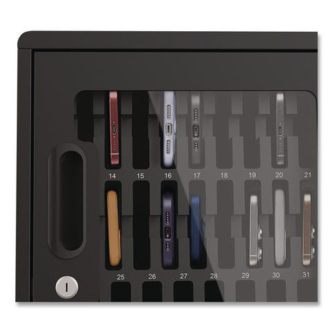 Cell Guard 32-bay Wall-mount Cabinet For 32 Devices, 14.96 X 16.14 X 8.98, Black