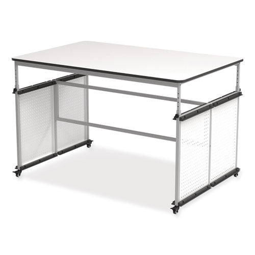 Mbs Classroom Science Lab Makerspace Table, Rectangular, 60.25 X 39.25 X 38, White Top, Gray Base/legs