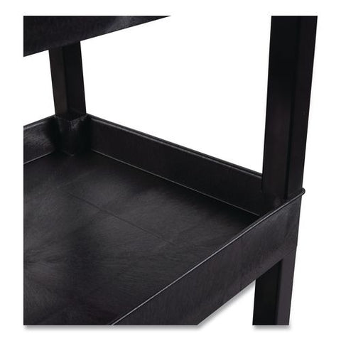 Tuffy Xl Three-shelf Utility Cart With Tub Shelves, Plastic, 300 Lb Capacity, 35" X 18" X 36", Black