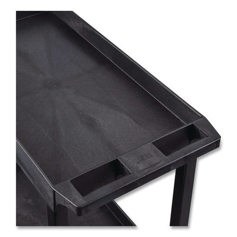 Tuffy Xl Three-shelf Utility Cart With Tub Shelves, Plastic, 300 Lb Capacity, 35" X 18" X 36", Black