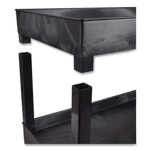 Tuffy Xl Three-shelf Utility Cart With Tub Shelves, Plastic, 300 Lb Capacity, 35" X 18" X 36", Black