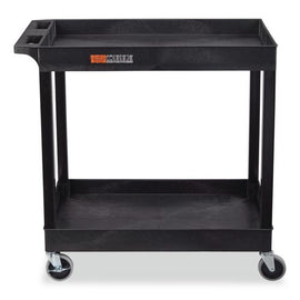 Tuffy Xl Two-shelf Heavy-duty Multipurpose Utility Cart, Plastic, 200 Lb Capacity, 35 X 18 X 34.25, Black