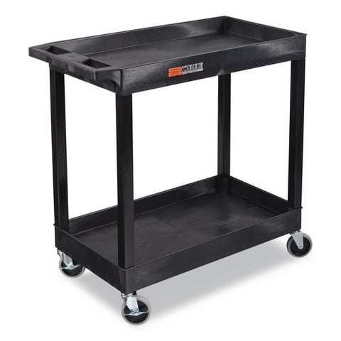 Tuffy Xl Two-shelf Heavy-duty Multipurpose Utility Cart, Plastic, 200 Lb Capacity, 35 X 18 X 34.25, Black