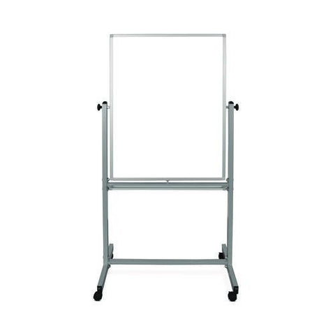 Mobile Magnetic Whiteboard, 36" X 68", White Surface, Satin Aluminum Frame
