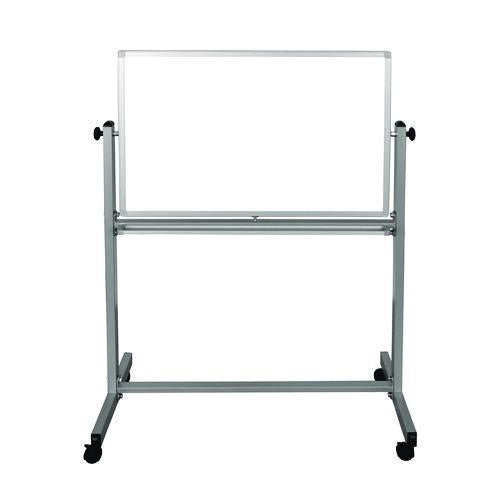 Mobile Magnetic Whiteboard, 36" X 24", White Surface, Silver Aluminum Frame