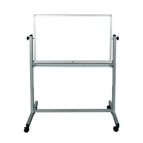 Mobile Magnetic Whiteboard, 36" X 24", White Surface, Silver Aluminum Frame